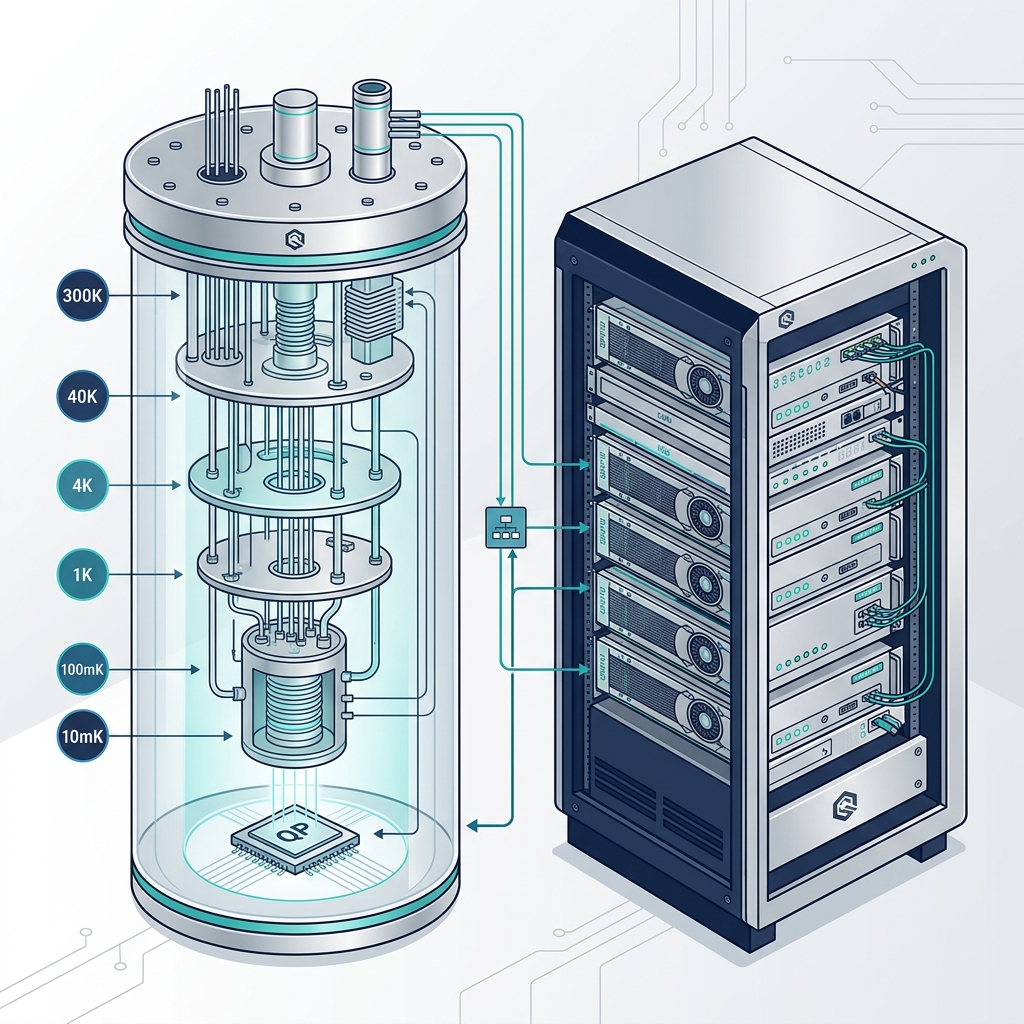 Quantum Hardware and Classical Compute Node Schematic